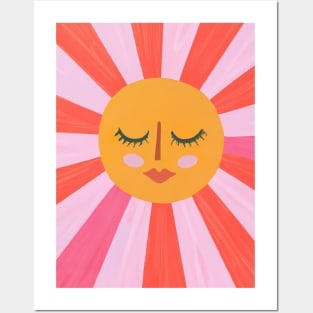 Minimalist Sun Face Posters and Art